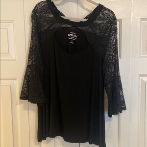 Torrid Black Lace Accent Blouse